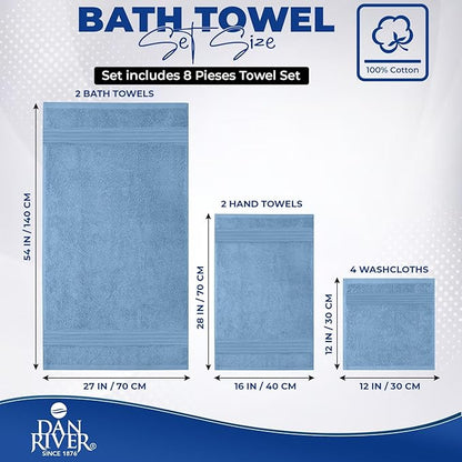 DAN RIVER 8 PC Luxury Bath Towels