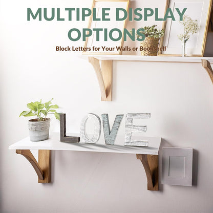 Flexzion Wooden Love Sign Block Letters for Wall Decor - Rustic Standing Love Cut Outs Wooden Word Signs Letter Decorations for Walls, Bookshelf, Kitchen, Bathroom, Wedding, and More