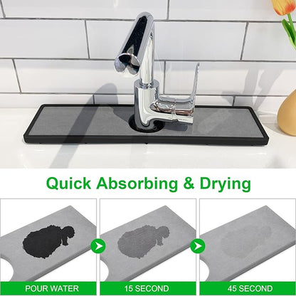 Gosmol Faucet mat for Kitchen Sink, Silicone & Stone Drying Mat for Kitchen Sink
