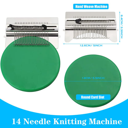 Allazone Darning Mini Loom Machine Small Weaving Loom Machine with 50 Color Darning Threads for DIY Artful Patterns, Repair Clothes, Craft DIY (21 Hooks)