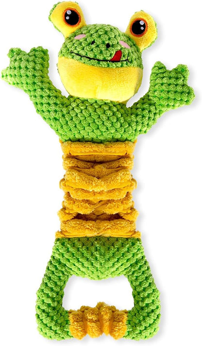 Sedioso Dog Tug Toy, Durable Dog Toy for Large Breed, Tug of War Dog Squeaky Toys, Stuffed Plush Dog Toy with Crinkle Paper for Small, Middle, and Big Dogs(Frog)