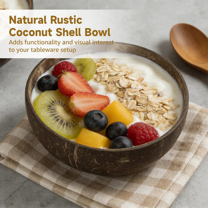 NIMBLOOM 24 PCS Coconut Shell Bowls, 17 oz Natural Wooden Bowls, Rustic Serving Bowls for Smoothie Acai Salad Snacks, Vegan Presents, Kitchen Decor, Picnic, Theme Party Dining