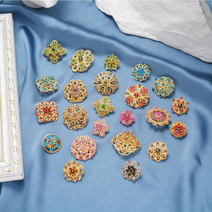WMHaiMo Rhinestone Flower Brooch Pins For Crafts Wedding Bouquet Brooches Kit For Women Party Gifts(Colorful-36pcs)
