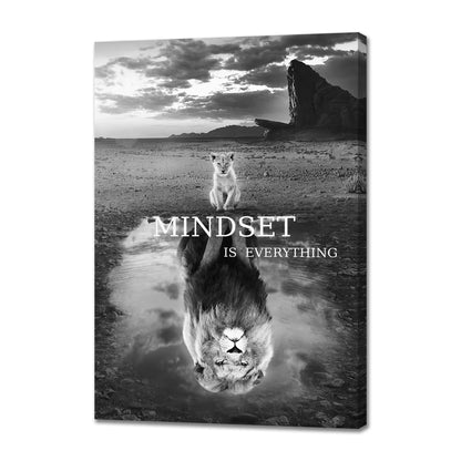 Lion Wall Art Mindset Motivational Animals Prints Poster for Office Wall Decor Modern Canvas Framed Artwork Pictures Ready to Hang12x16inches