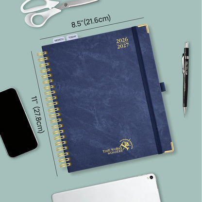 POPRUN Teacher Planner 2026-2027 Academic Year, Large Size 8.5"x 11", Monthly and Weekly Calendar, July 2026 - June 2027, Plan book with Hardcover, Spiral Bound, School Supplies for Classroom - Pink