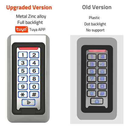 Wireless WiFi Access Control Keypad, Metal Stand-Alone Door Access Control System, EM Card Reader, Weatherproof, Backlight, TUYA Wireless Entry Security Access Controller for Garage Door, Gate Opener