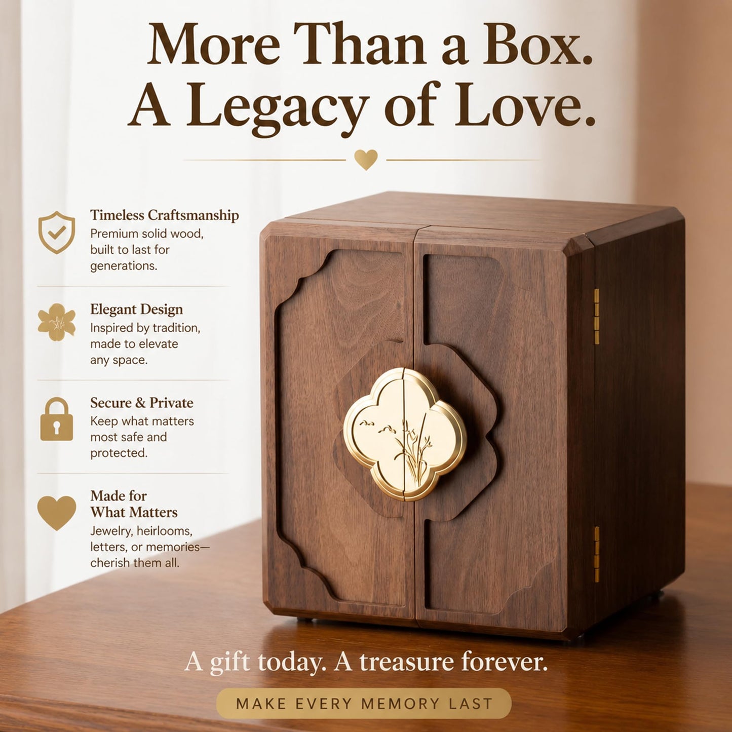 Black Walnut Jewelry Box for Women ,Jewelry Storage Case for Necklaces, Rings, Earrings,Watches - Ideal Gift for Wife, Mom, Daughter, Bride, Mother's Day, Valentine's Day, Anniversary, Wedding