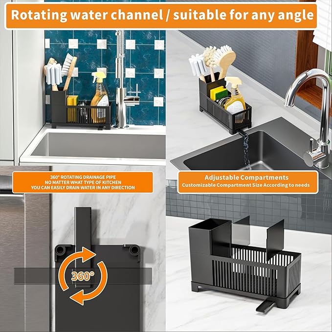 Sink Caddy & Kitchen Sink Organizer, Plastic Kitchen Countertop Organizer