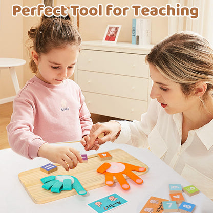 Montessori Math Learning Toys for Toddlers 3-5, Double-Sided Finger Counting & Number Tracing Board, Preschool Educational Wood Number Blocks Toys for Kids 2-4, Math Manipulates, Girl Boy Gift 5-7