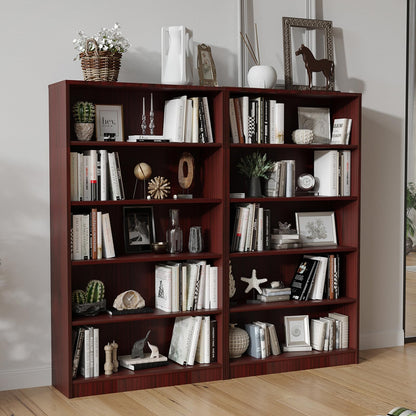 i-VTIES Bookcase Adjustable Storage Shelves,5-Tier Modern Wood Bookcase for Bedroom,60-Inch Bookshelf, Office, Living Room & Library(Mahogany)