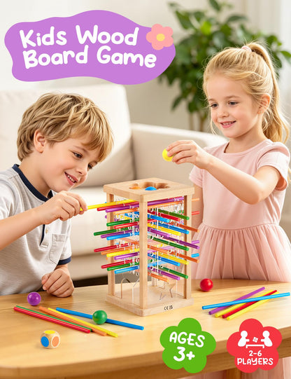 Montessori Wooden Board Game for Kids 4-6，Math Educational, Fine Motor Skills Toy for 3+ Year Olds Girls Boys, Classic Table Game for Family Night Gift for Boys and Girls