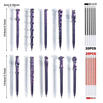 Attuslla 10 PCS Pen Resin Molds, 6 PCS Bookmark Epoxy Resin Casting Molds with Ballpoint Refill Pens for DIY Resin Crafts Making