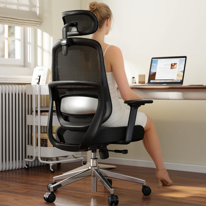 QuelSoft Ergonomic Office Chair, Home Office Desk Chairs, 3D Lumbar Support High Back Desk Chair, Comfortable Computer & Gaming Chair for Office & Home - Black