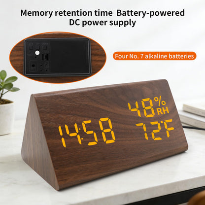 KESHIDE Wooden Digital Alarm Clocks for Bedrooms - Electric Desk Clock with Large Numbers, USB Port, Loud Alarm for Heavy Sleepers, Adjustable Volume, Dimmer, Snooze, DST, Wood Décor, Adapter Powered