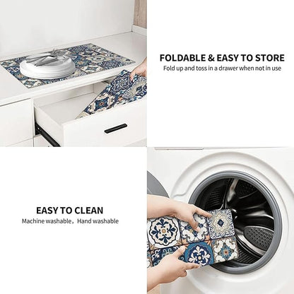 2Pcs Dish Drying Mats Faucet Mats Sets Large Size Coffee Mats Sink Faucet Mat