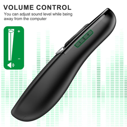 DINOSTRIKE USB A and USB C Presentation Clicker Green Light, RF 2.4GHz Wireless Presenter Remote Powerpoint Clicker Slide Advancer for Mac Laptop Computer Office Classroom