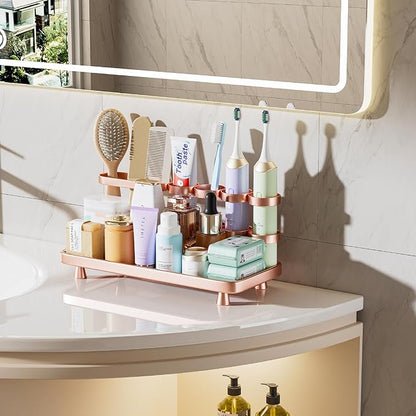Electric Toothbrush Holder for Bathroom Countertop 5 Metal Slots Toothpaste