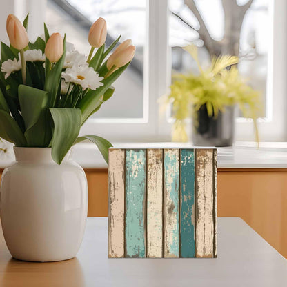 Wood Box Sign Desk Decor Farm Brown Wood Board Retro Square Boxes Sign, Farm Shabby Wood Grain Wooden Block Box Sign Decoration for Home Wall Tabletop Shelf Office Decor,6x6IN