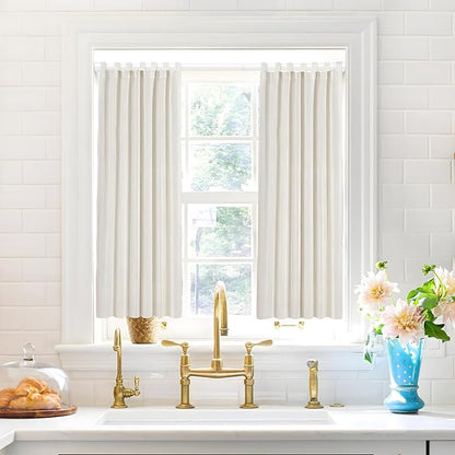 MEXAU 4 Pack White Tension Curtain Rod for Windows 30 To 64 Inch White Tension Rod 7/8" Adjustable Spring Curtain Rod No Drilling Tension Shower Curtain Rods for Closet Doorways