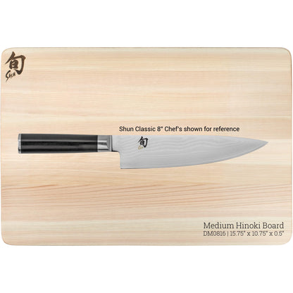 Shun Cutlery Medium Hinoki Cutting Board, 15.75" x 10.75" Wooden Japanese Chopping Board for Kitchen, Medium-Soft Wood Preserves Knife Edges, Forest Stewardship Council Certified