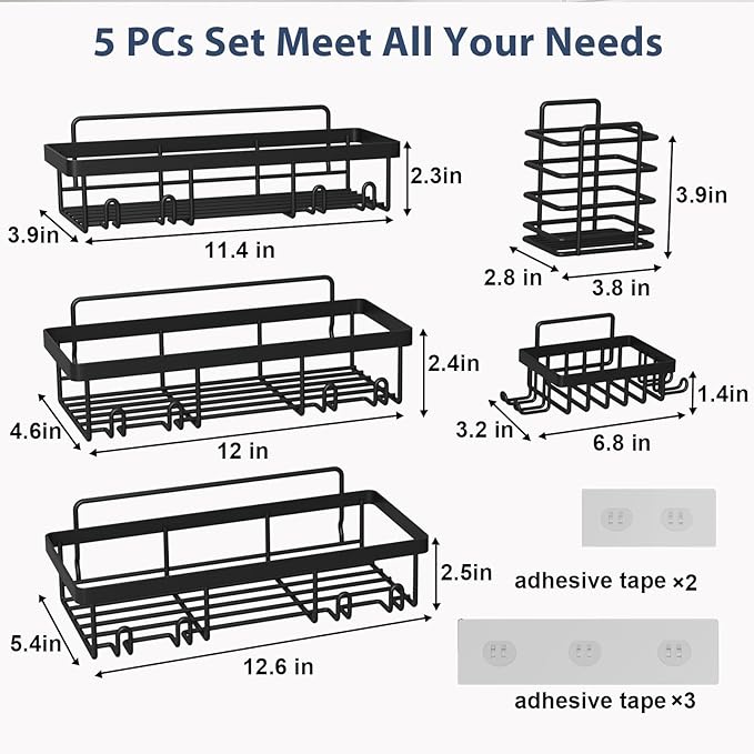 5 Pack Shower Caddy Organizer Rack Shelf