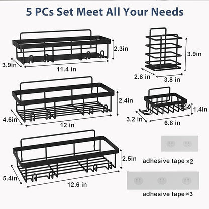 5 Pack Shower Caddy Organizer Rack Shelf