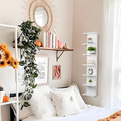 2 Pack 7 Tier Wall Shelf Unit - 43" Lack Floating Shelf, Compact Display Floating Shelf, Vertical Column Wall Decor Mount Floating Storage Organizer Tall Tower Shelf for Bedrooms, Living Rooms