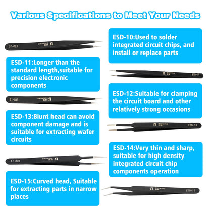 4 Pcs Precision Stainless Steel Tweezers Set, Extra-Long & Thick RL Tweezers, Straight Curved Tips, for Electronics, Jewelry, Crafts, Labs & DIY Repairs, Precision Tools