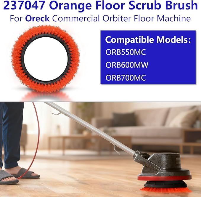 237047 Orange Commercial Tile and Resilient Floor Scrub Brush Replacement