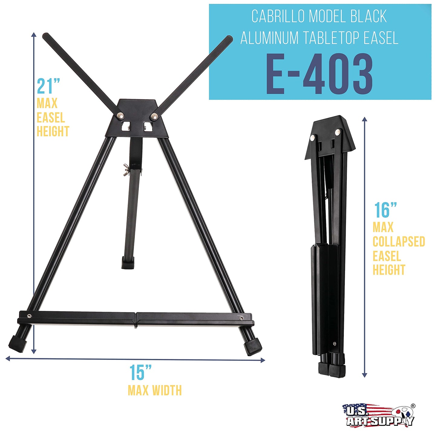 U.S. Art Supply Tabletop Easel for Painting - 15" to 21" Adjustable Metal Painting Easel - Portable Art Easels (Pack of 10) for Display Table Stand - Canvas, Whiteboards, Posters, Signs, Drawings