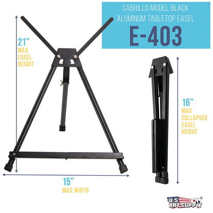 U.S. Art Supply Tabletop Easel for Painting - 15" to 21" Adjustable Metal Painting Easel - Portable Art Easels (Pack of 3) for Display Table Stand - Canvas, Whiteboards, Posters, Signs, Drawings
