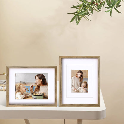 Egofine 11x14 Picture Frames with Plexiglass, Display Pictures 5x7/8x10 with Mat or 11x14 Without Mat Set of 4 for Tabletop and Wall Mounting, Carbonized Brown