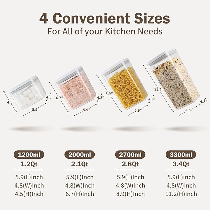 8 Pcs Pop Food Storage Containers Airtight Food Storage Containers Set