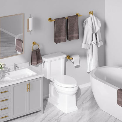 USHOWER Brushed Gold Bathroom Accessories Set, 24-Inch Towel Bar Set Wall Mounted, Durable SUS304 Stainless Steel Bathroom Hardware Set, 4-Piece