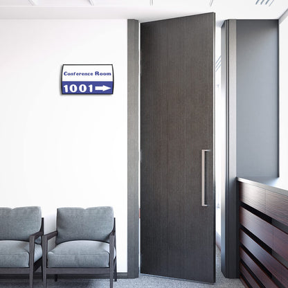 Set of 5 –Sturdy & Elegant Black Aluminum Wall Mount Name Plate Holder, Office Business Door Curved Sign Holder with Adhesive Tape, 8” X 4” - Plastic Film Included, Paper Inserts NOT Included
