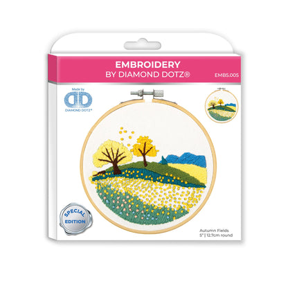 DIAMOND DOTZ Kits - Embroidery Autumn Fields: A Perfect Embroidery Kit for Beginners and Adults to Create Stunning Seasonal Designs with This Easy-to-Use Embroidery Kit