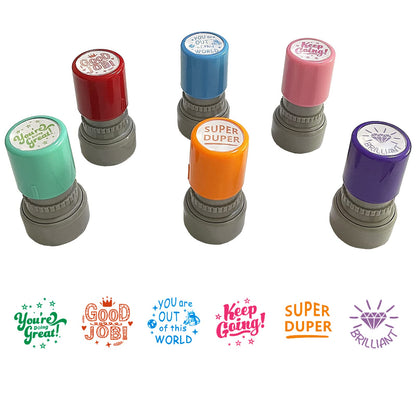WAFJAMF Pack of 6 Sorted Teacher Stamp Teachers Self-Inking Rubber Stamps Teacher Review Photosensitive Stamps Behavior Stamps for Education Good Job-6pcs