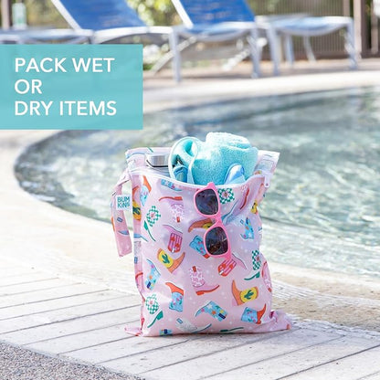 Bumkins Waterproof Wet Bag for Baby, Swim Suit, Cloth Diapers, Pump Parts