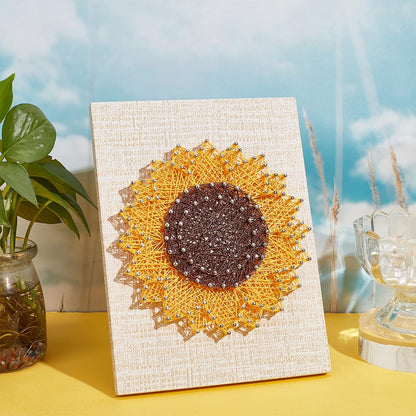 WEBEEDY DIY String Art Kit Craft for Beginners Sunflower Nail String Art Supplies DIY Poke Arts Craft Projects Winding Drawing Package Set Christmas Unique Wall Decor Gift