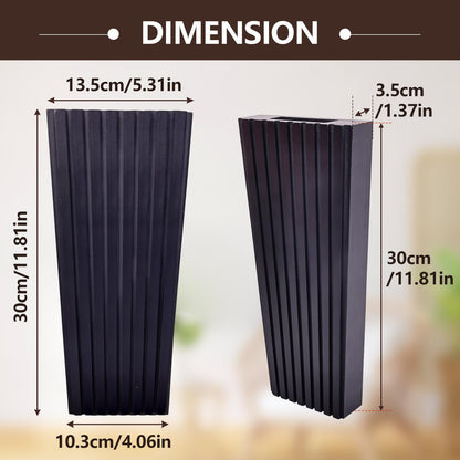 ZELURA 2PCS Wood Wall Planter for Indoor Plants, Wooden Hanging Planter for Dried Flowers and Artificial Greenery Plants,Wooden Pocket Vases,Modern Farmhouse Wood Wall Decor(Black)
