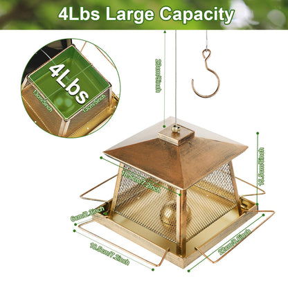 Large Bird Feeders for Outdoors, Gazebo Style Metal Bird Feeder, Cardinal Birdfeeders Outside Hanging for Garden Patio Birds Watching Decor