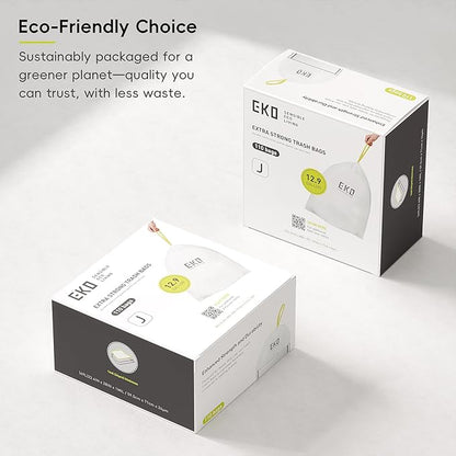 EKO 12.9 Gallon / 45-49 Liter, Extra-Strong Unscented Garbage Bags,