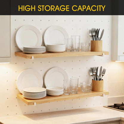 MVRPOWER Pegboard Shelf Set of 2, High Stability Wooden Shelf with 2 Metal Hooks, 15.7" x 6.1" Wooden Peg Board Organizer
