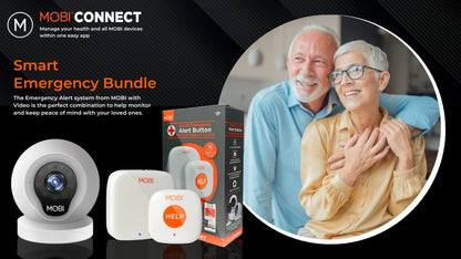 MOBI Connect Emergency Alert System Bundle, Smart Wireless Caregiver Support Monitoring System Pair with Multi-Purpose Monitor