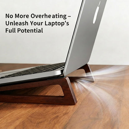 GcwJovialite Bamboo Wooden Laptop Stand, Portable Wood Laptop Stand for Desk Tablet with Carry Pouch, Compact Travel Laptop Stand with Protective Silicone Pads, Suitable for Laptops and Tablets
