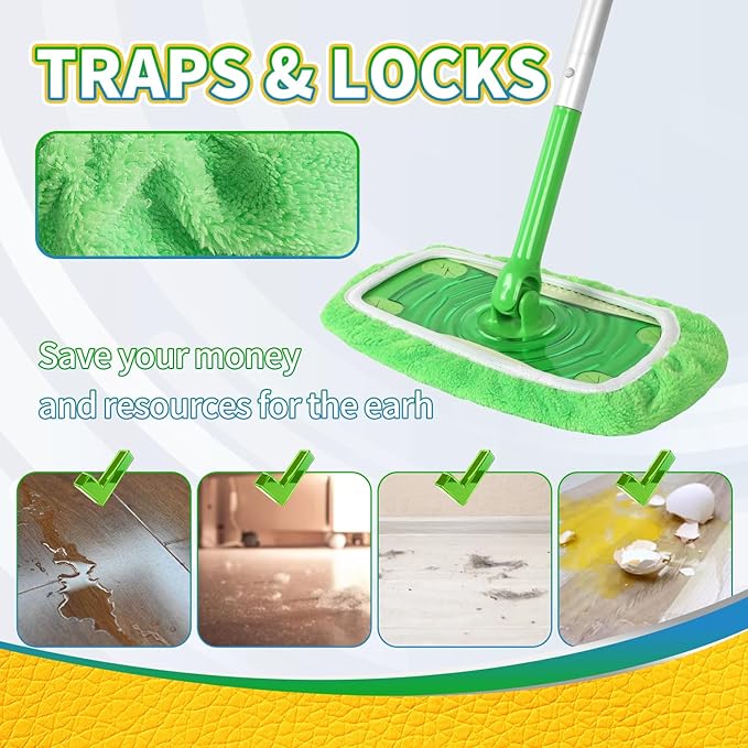5 Pack Reusable 100% Chenille Mop Pads Compatible