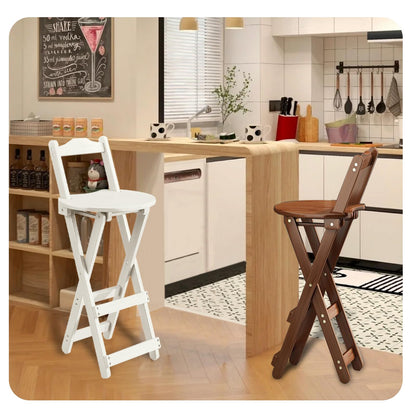 Yuxitia Folding Bar Stool Kitchen24 inch Folding Kitchen Counter Chair Portable Wooden Bar Stool Outdoor Shop Kitchen Restaurant Coffee Stool 1 (Brown)
