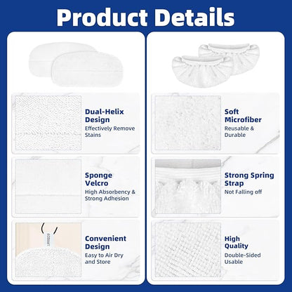 LOVECO 4 Pack Steam Mop Pads + 4 Microfiber Small Cloths Compatible