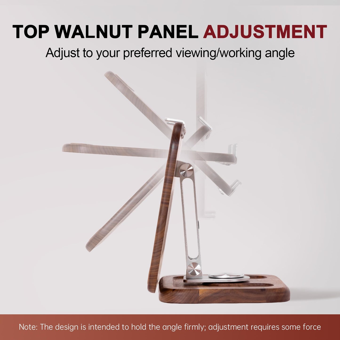 TlaroRiz Walnut-Wooden Laptop Stand for Desk, Adjustable Height & Angle with 360° Aluminum Alloy Swivel Base, Wood Laptop Stand Compatible with MacBook Pro, All Laptops 10-17", Brown