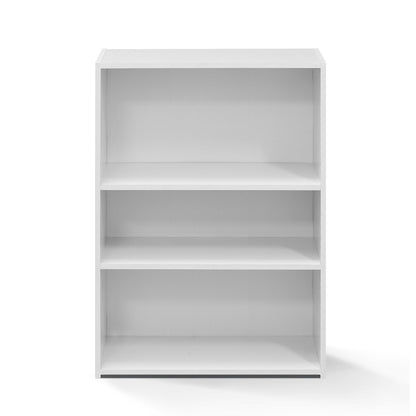 Furinno WRIGHT Book Shelf, 3-Tier Modern Bookshelf, Bookcase with Closed Back, 11.6" x 24.5" x 35.3", for Living Room, Bedroom, Home Office, Soft White